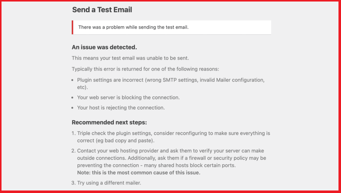 test email failure notification