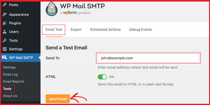 test email smt ptoolstest email page