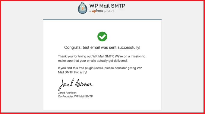 test email successe mail